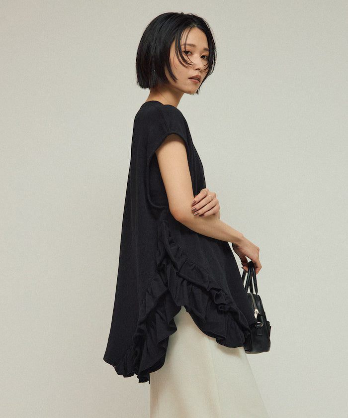 Organic Cotton Frill Hem Top / Relaxed Fit / French Terry Sweat / Best