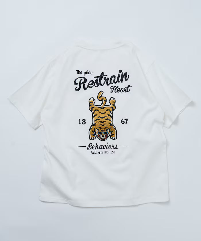 Big Silhouette Design Back Embroidery Crew Neck T-Shirt / TIGER 【Limited Edition】