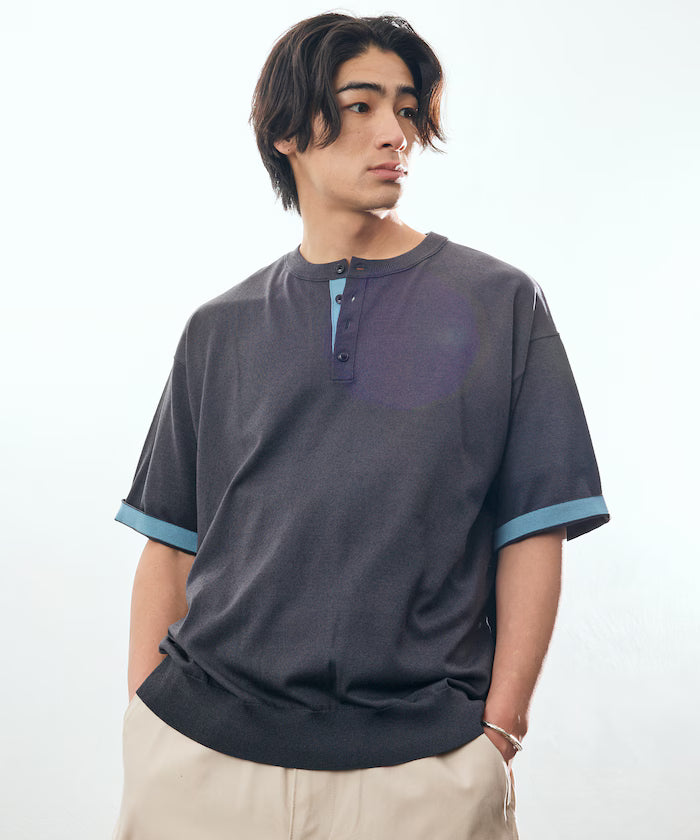 Relax Fit Relax Fit Cool Touch Color Block Henry Neck Pullover 【Limited Edition】