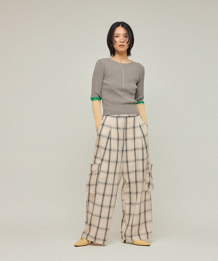 Ombre Check Easy Pants / Patch Pocket Wide Easy Pants