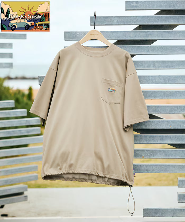 FREAK'S STORE for BEACH & FES Relax Fit One Point Logo Spindle Pocket T-shirt - Beige