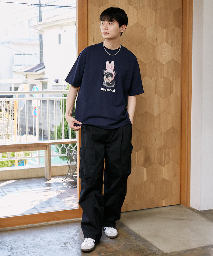 <Functional Material> Bad Mood Dog Print T-Shirt Limited Edition