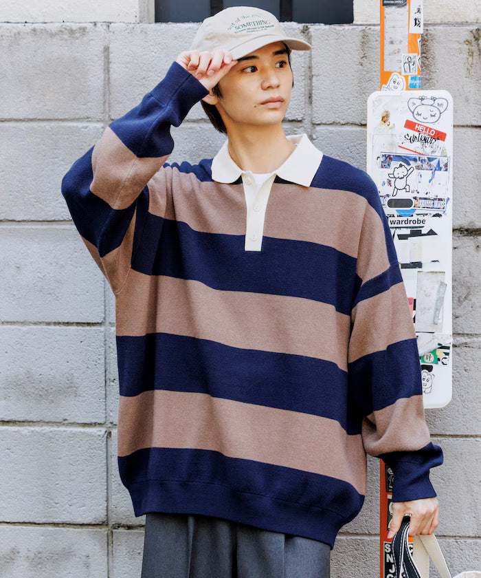 Big Silhouette Border Knit Rugby Shirt [Limited Edition]