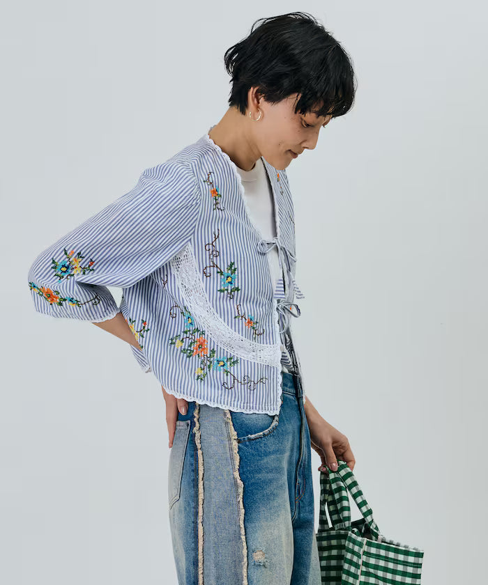 India Flower Cross Embroidery Lace Bolero