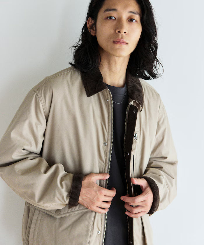 Corduroy panel cotton nylon blouson