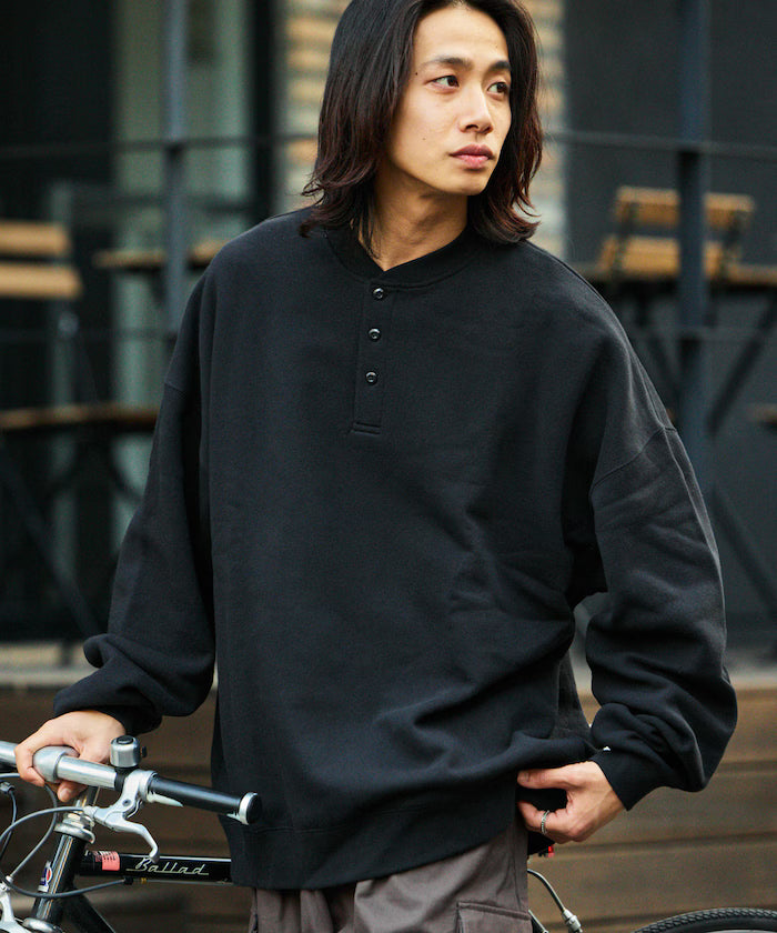 Big Silhouette Henley Neck Sweat Pullover [Limited Edition]
