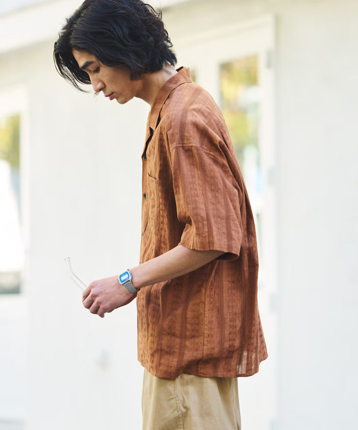 Relaxed Fit Allover Jacquard Open Collar Shirt [Limited Edition]
