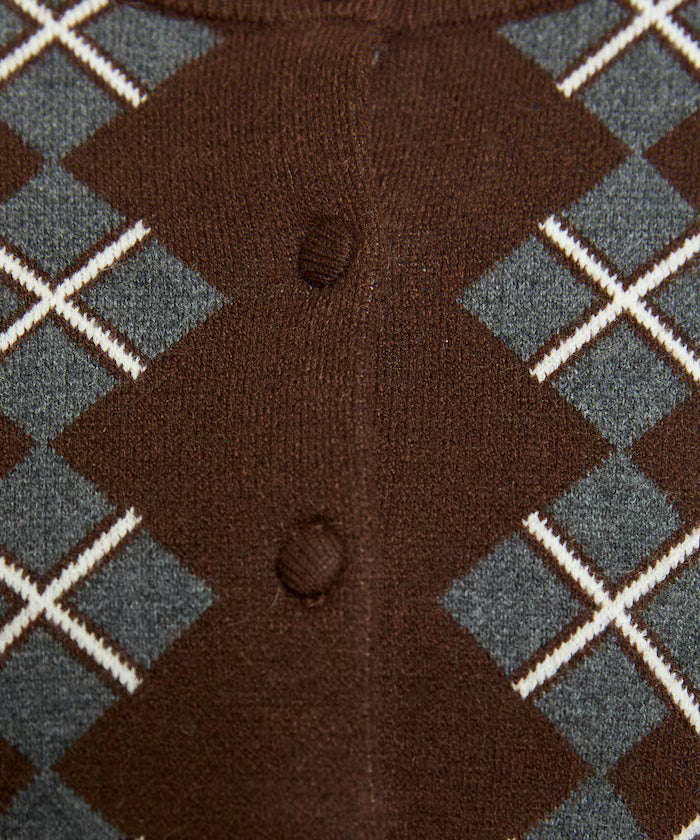 Argyle Pattern Jacquard Knit Cardigan Limited Edition