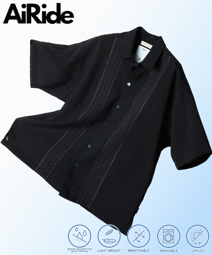 AiRide/AiRide Relax Fit Cuba Shirt/Pocketable/Quick Dry/UV Cut 【Limited Edition】 - Black