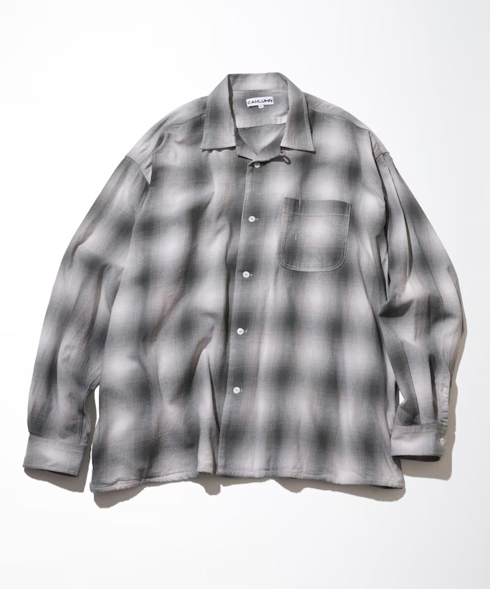 Magazine Pocket Open Collar Shirt(Ombre) - Gray
