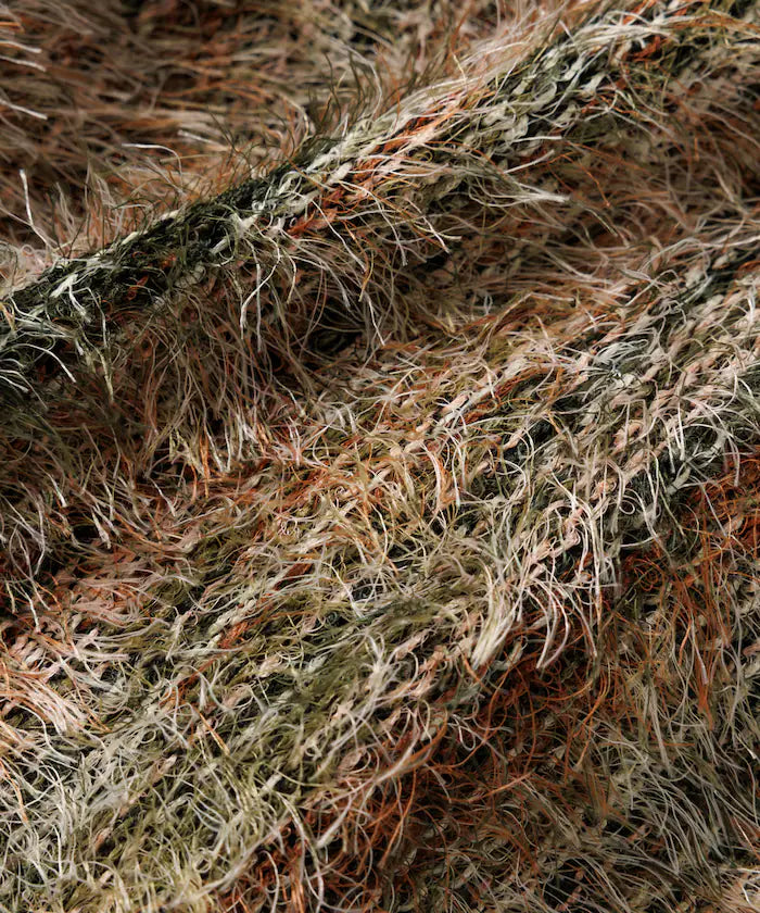 Relaxed Fit Shaggy Knit Multi-Stripe Cardigan