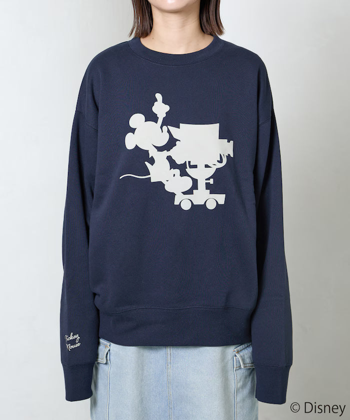 FREAK'S STORE×Ami Maeda/Disney/Mickey Mouse/Mickey Mouse/Flock Print Sweatshirt [Limited Edition]