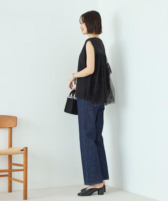 Organic Cotton Tulle Lace Docking Top
