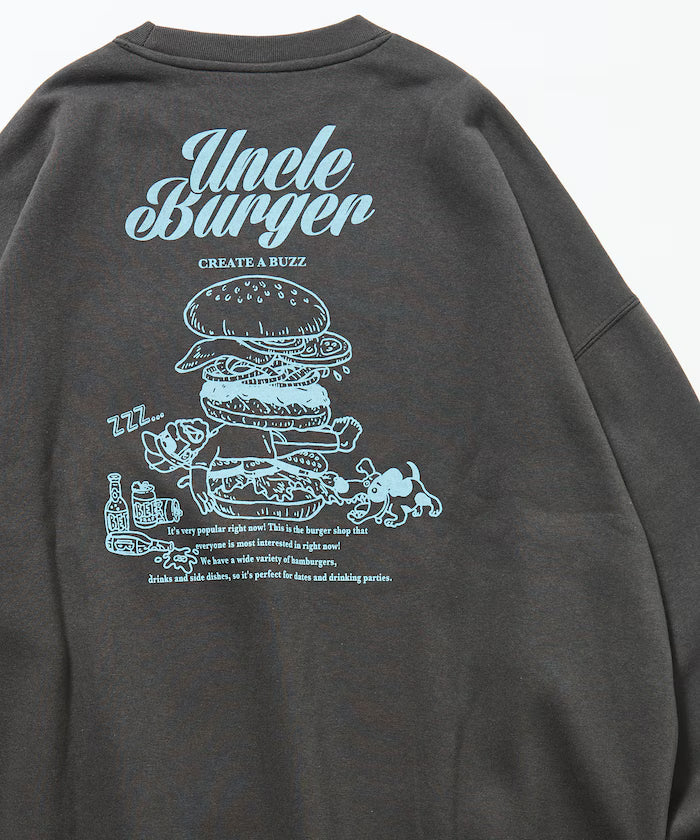 Big Silhouette Back Print Crew Neck Sweat / Uncle Burger [Limited Edition] - Sumi Black