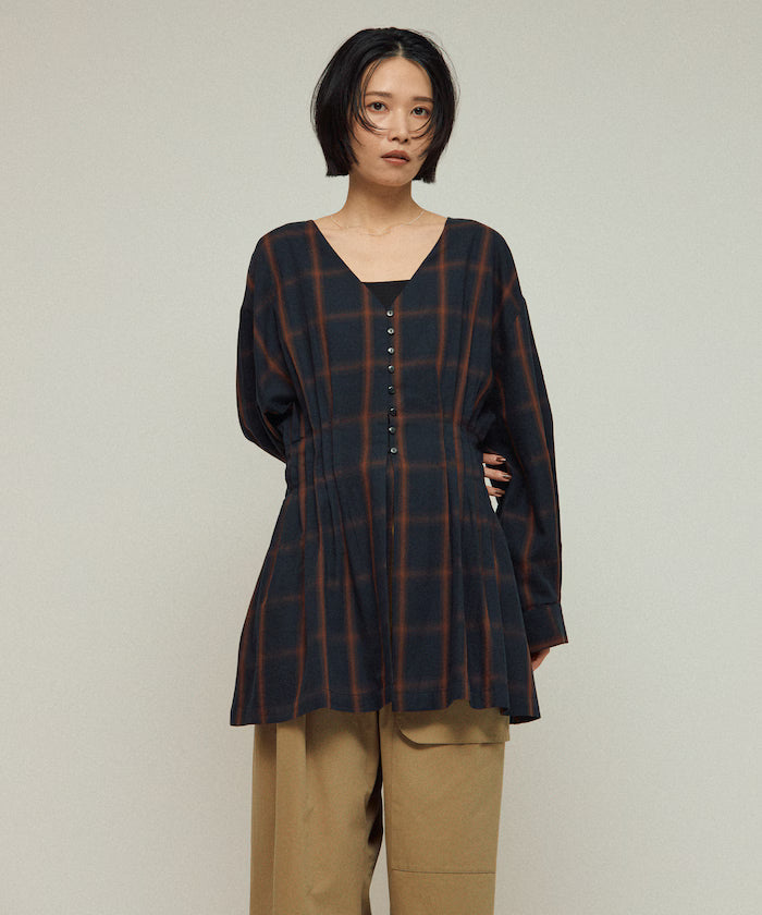 Ombre Check Tuck Shirt / Tunic
