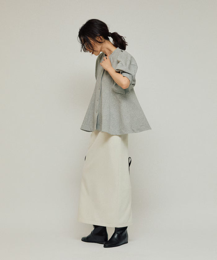 Cardigan with Peplum and Puff Sleeves