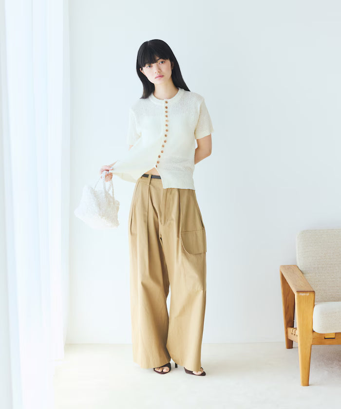 Wood Button Boucle Cardigan
