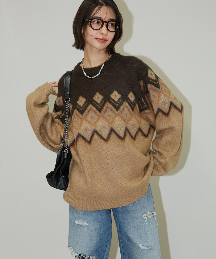 Jacquard Mohair Touch Knit Pullover Limited Edition