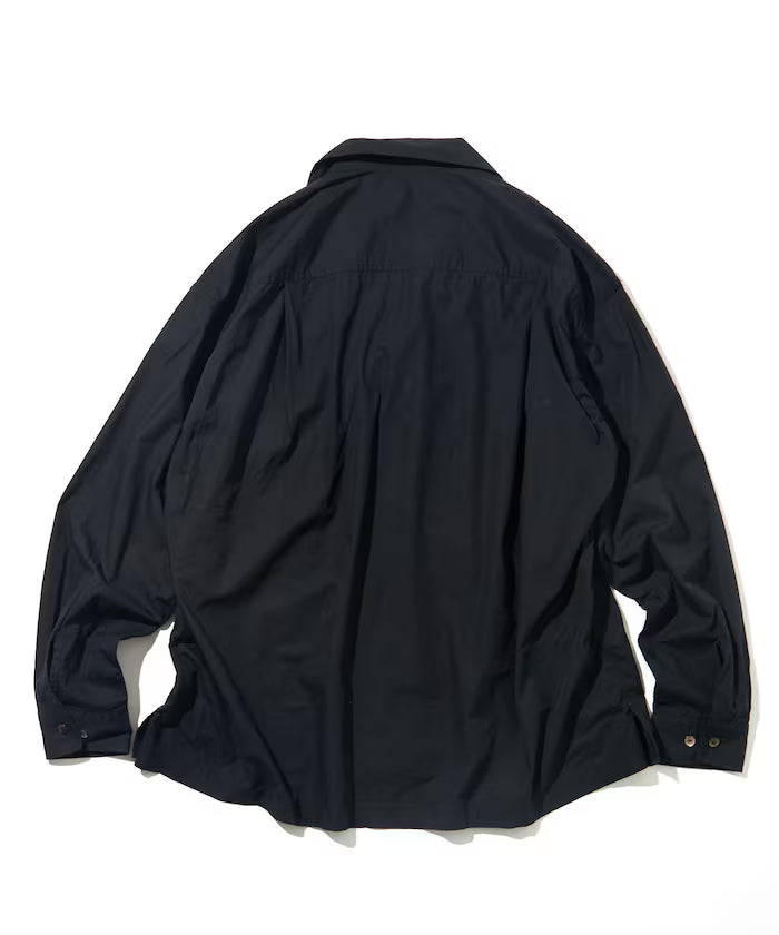 Magazine Pocket Broadcloth Open Collar Shirt