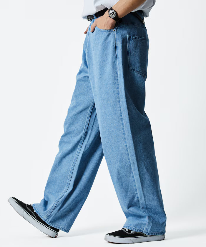 Wide Straight Denim Pants [Limited Edition] - Sax Blue