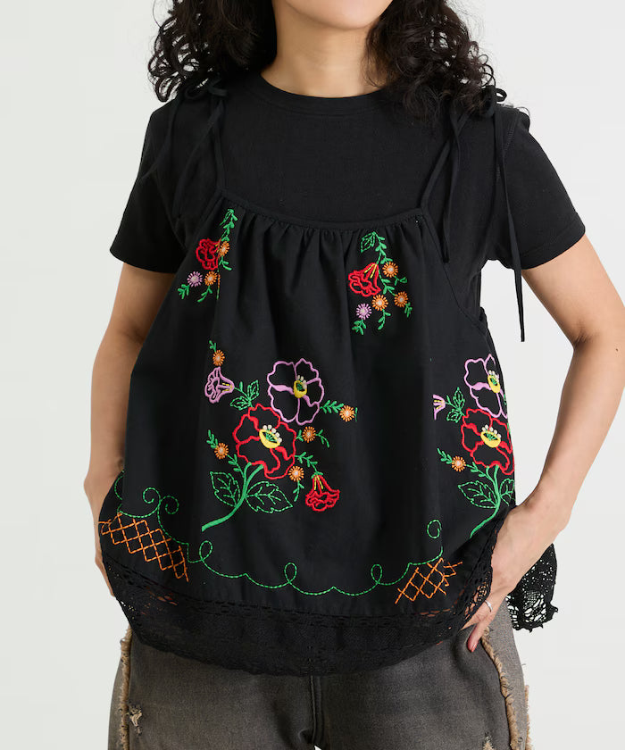 India Shoulder Ribbon Embroidered Remake Style Camisole