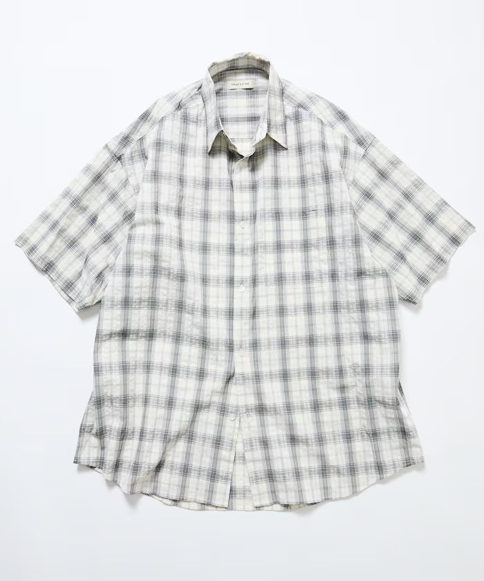 Relax Fit Regular Collar Sheer Seersucker Short Sleeve Shirt 【Limited Edition】