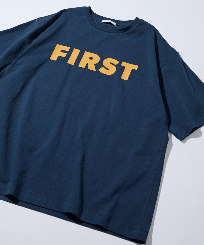 6 Ounce Front Logo Print Crew Neck T-Shirt / Print T-Shirt PR FIRST - Navy