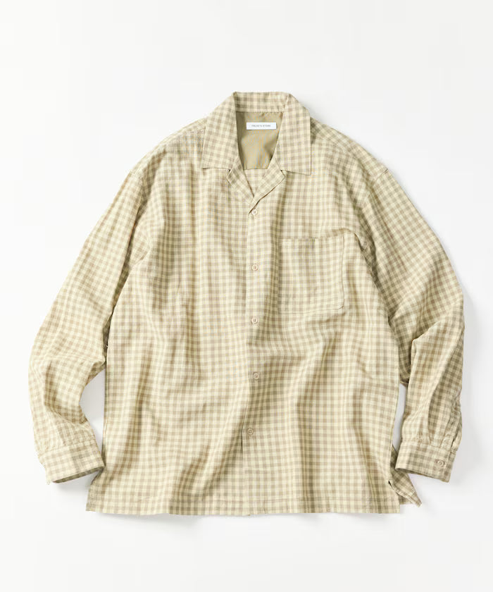 LINEN COTTON OPEN COLLAR SHIRT【Compatible with setups】
