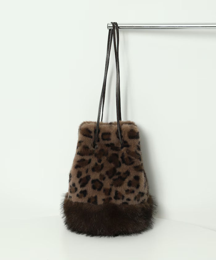 Faux Fur Animal Drawstring Bag