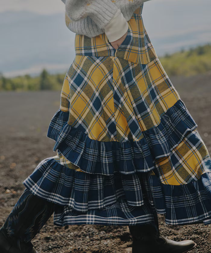 Nell Check Asymmetrical Frill Skirt