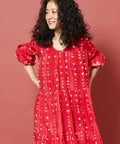 Shibori Print Tiered One Piece - Red