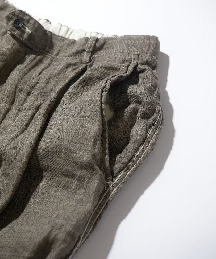 French Linen Tweed 1 Tuck Trousers