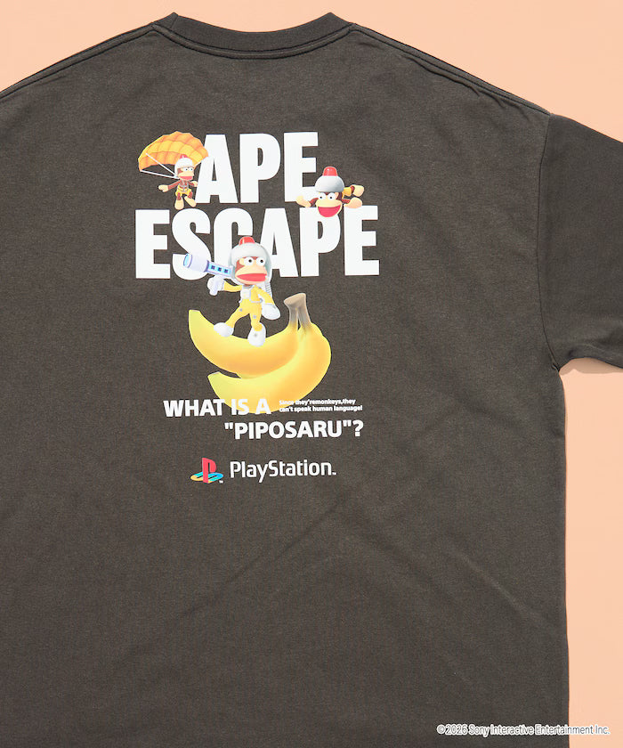 Big Silhouette Back Print Crew Neck T-Shirt/PlayStation Ape Escape 【Limited Edition】