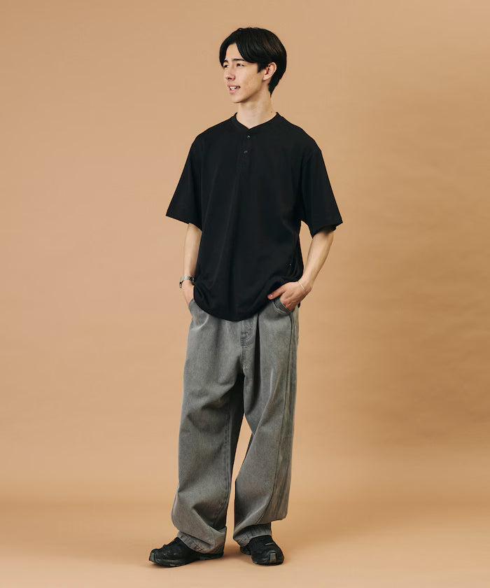 SUPER ICE / Super Ice Henry Neck Spindle T-Shirt Contact Cold Sensation / Quick Drying / UV Cut
