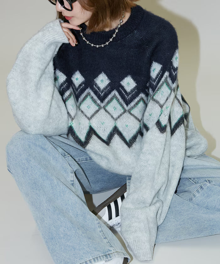Jacquard Mohair Touch Knit Pullover Limited Edition