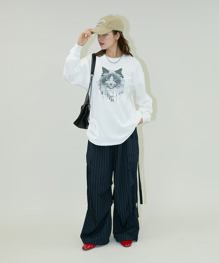 Handwritten-style Cat Print Foil Logo Long Sleeve T Limited Edition