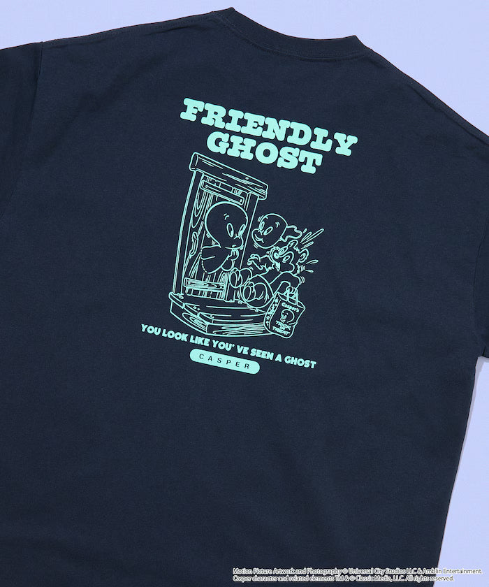 Casper the Friendly Ghost/キャスパー 別注 ビッグシルエット バックプリント クルーネックTシャツ 【限定展開】 - Navy