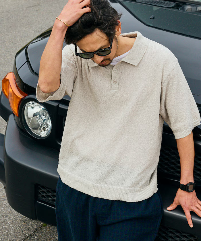Dry Touch Boucle Yarn Knit Polo Shirt