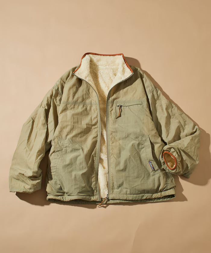 Relaxed Fit One Point Logo Reversible Nylon Fleece Jacket