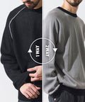 Cool Touch W Face Color Block Crew Neck Knit - Black