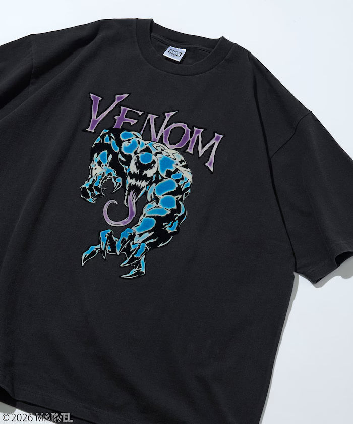 MARVEL/Venom Crew Neck T-Shirt / Static Electric Flock Processing - Black