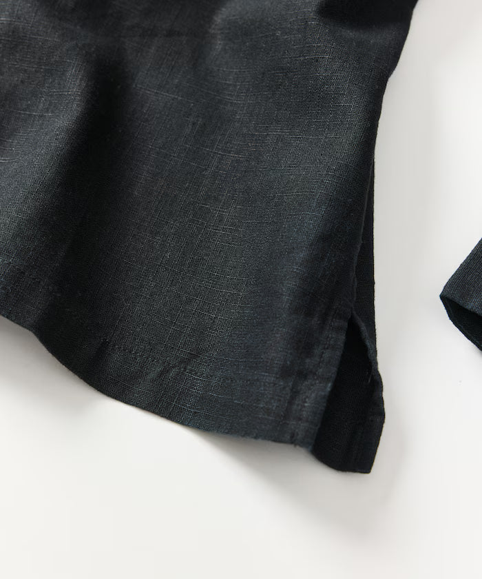 LINEN COTTON OPEN COLLAR SHIRT【Compatible with setups】