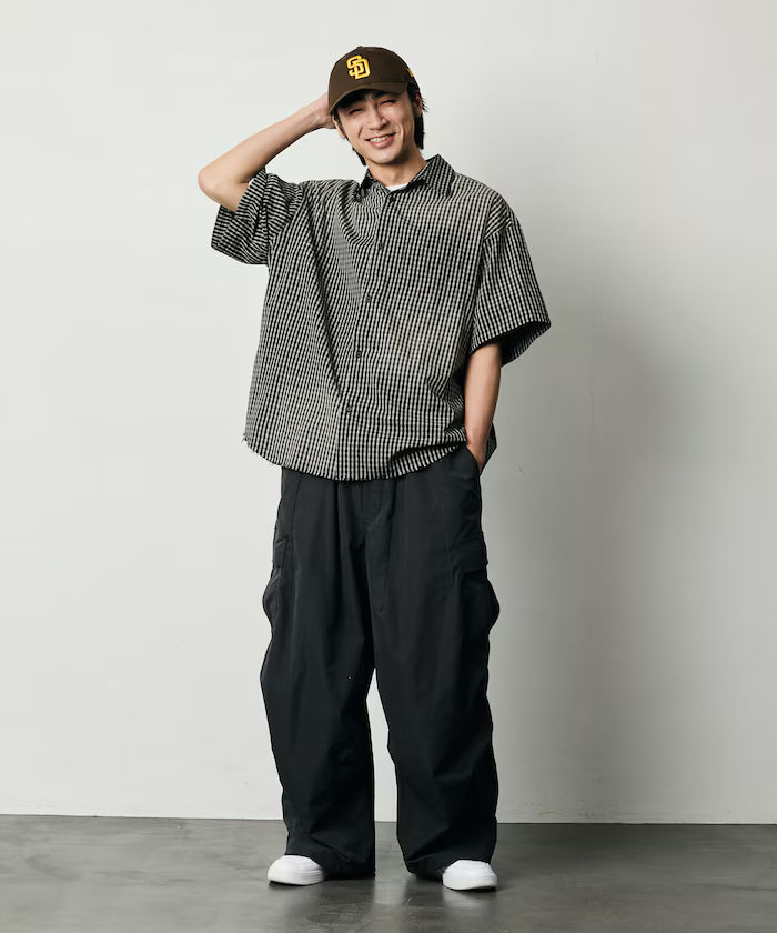 Quick Dry Fabric Wide Silhouette Poly Ripstop Cargo Pants/UV Cut/Quick Dry 【Limited Release】