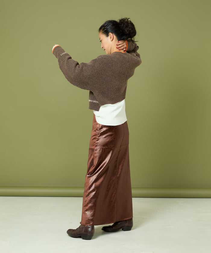 Short Length Color-block Knit Cardigan