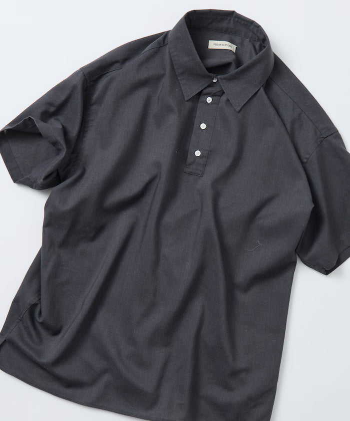 Relax Fit Relax Fit Linen Mix Polo Collar Shirt [Limited Edition] - Charcoal Gray