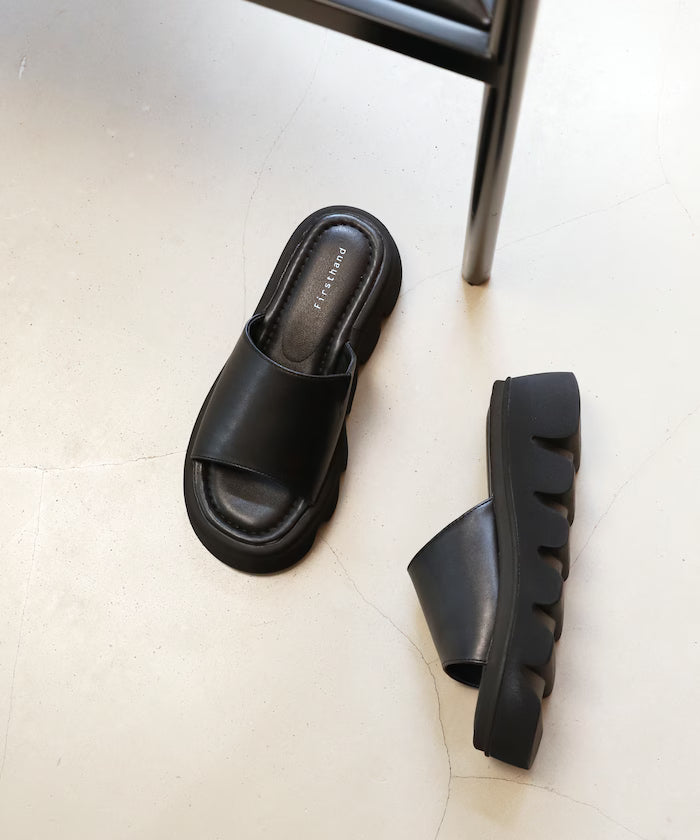 Volume Curved Sole Leatherette Covered Sandal