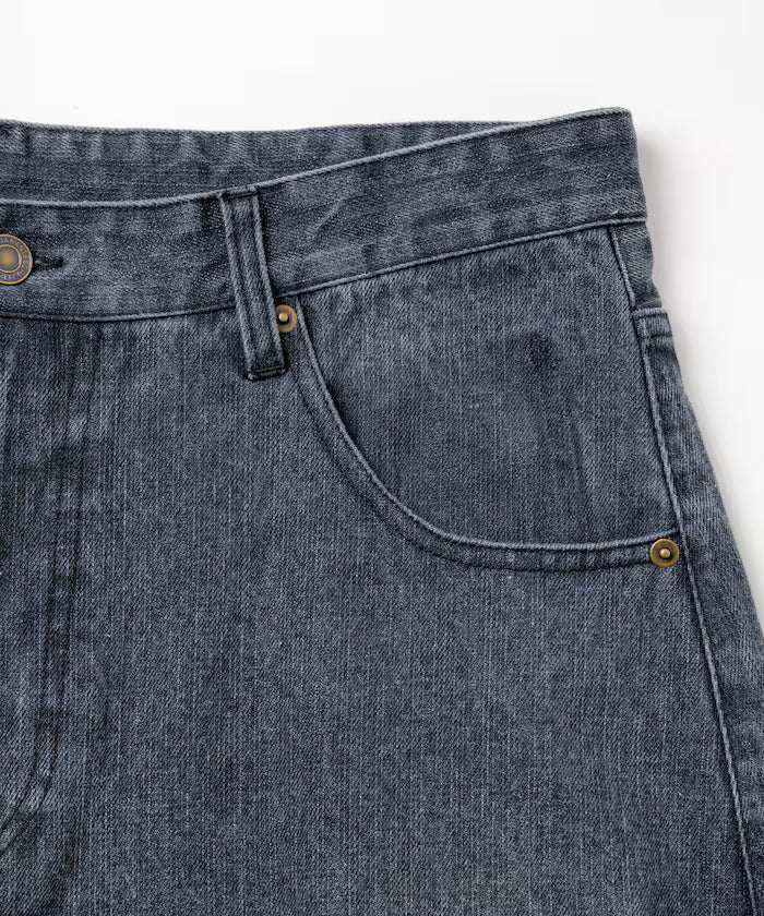 Wide Silhouette Curve Denim Pants One Wash
