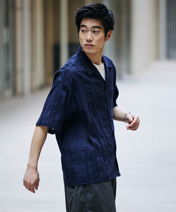 Relaxed Fit Allover Jacquard Open Collar Shirt [Limited Edition]