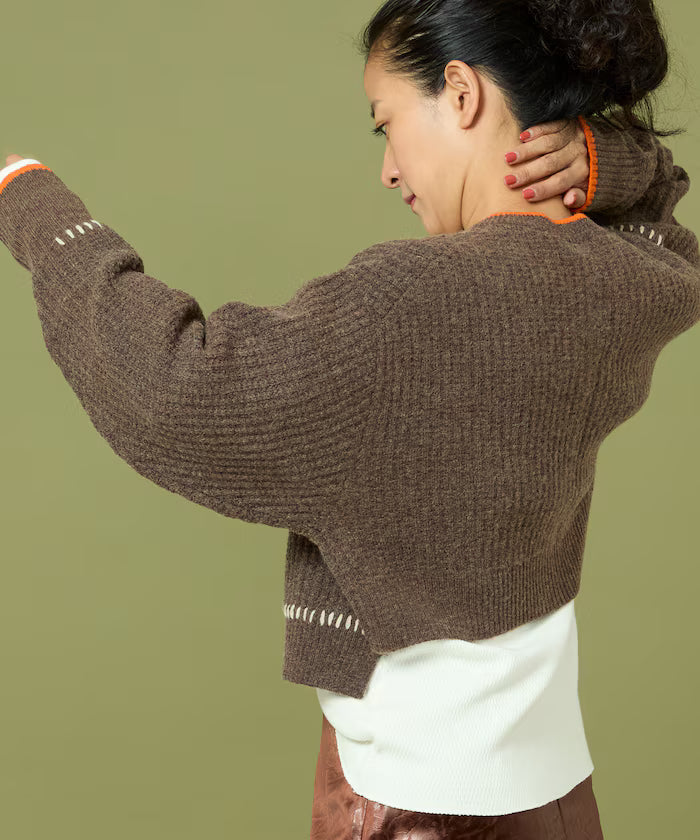 Short Length Color-block Knit Cardigan