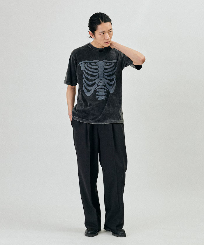 Bone Print Powder Bleach Crew Neck T-Shirt